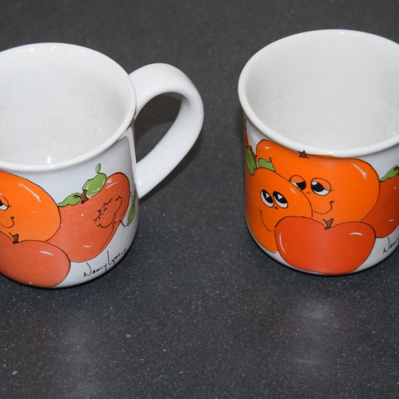 LOT Vtg Nancy Lynn Anthropomorphic Smiling Fruit Coffee Ceramic Mug Cups 70s E55 - Picture 9 of 12